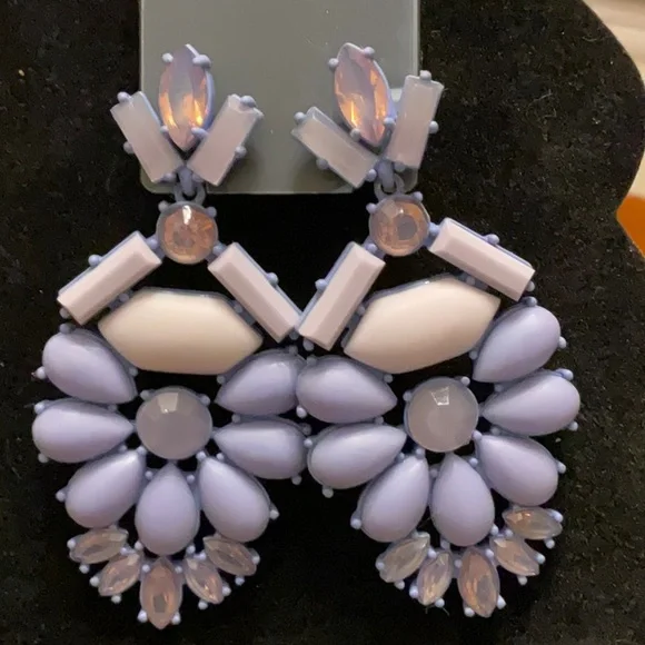 These are Stella and Dot Heck Yes statement earrings in lavender. - Picture 2 of 2